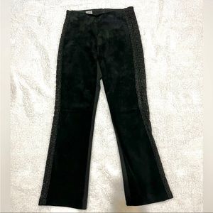 Vintage 90s suede front, stretch back, crochet see through detail up side